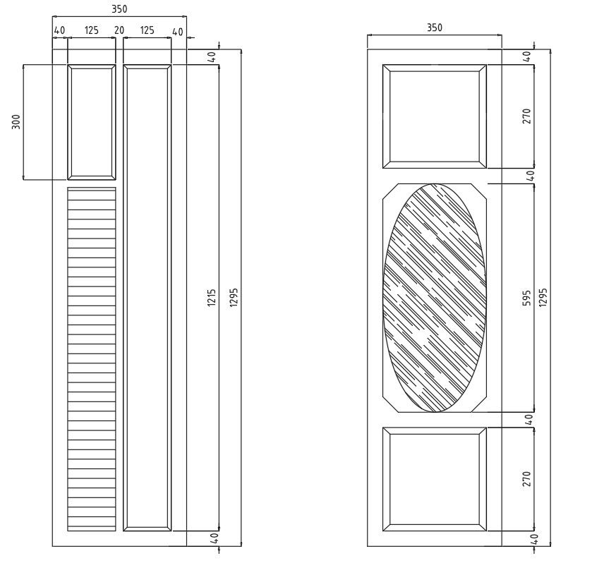 Detailed Door Plan in AutoCAD with Elevation and Scale