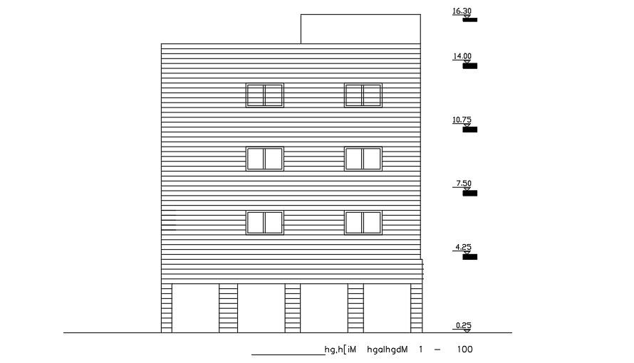 The Elevation Of The 14x14m House Building
