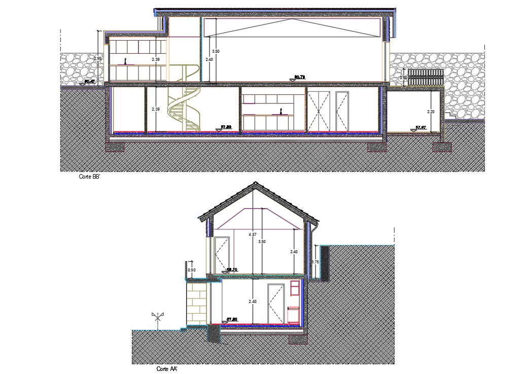 The Files shows the section of house - deployment plant surveying overlay model in the autocad 2D DWG drawing file. Download the Autocad DWG drawing file.