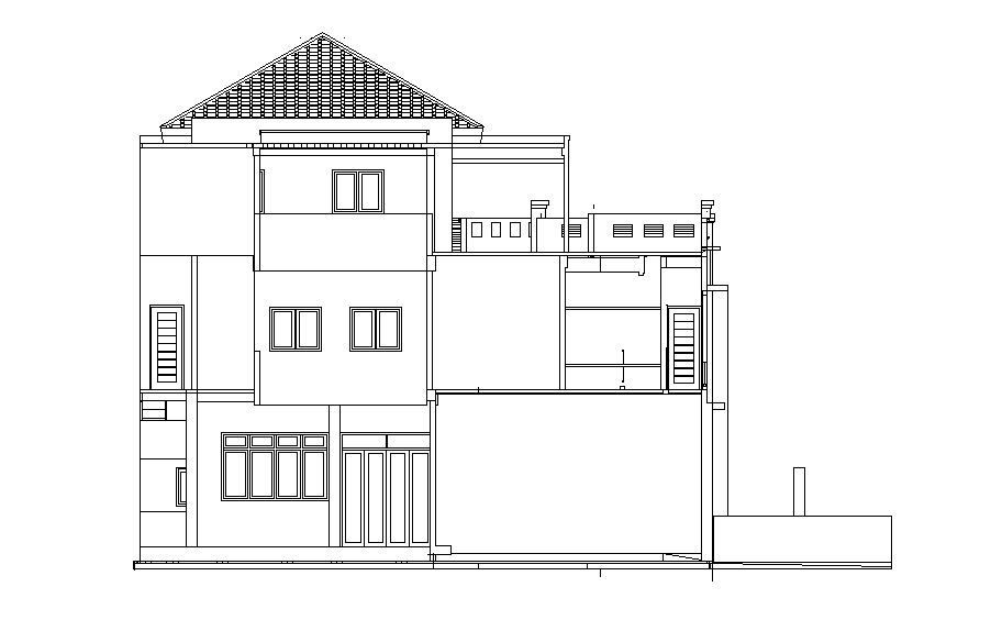 The Front Elevation Of The 10x13 Meter House Building AutoCAD File