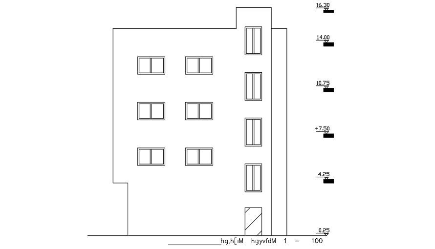 The Front Elevation Of The 14x14m House Building