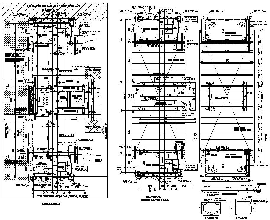 The G+1 substation for incoming power open yard AutoCAD Drawing DWG file,Download the AutoCAD DWG file.