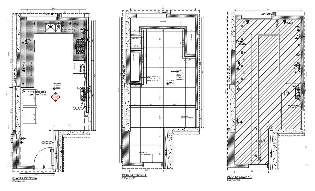 Kitchen Plan Layout with Dimensions and AutoCAD DWG Drawing