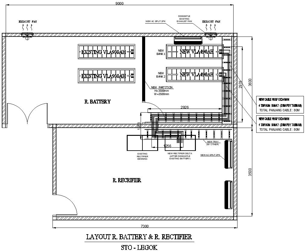 Detailed Rectifier and Battery Layout DWG CAD Plan