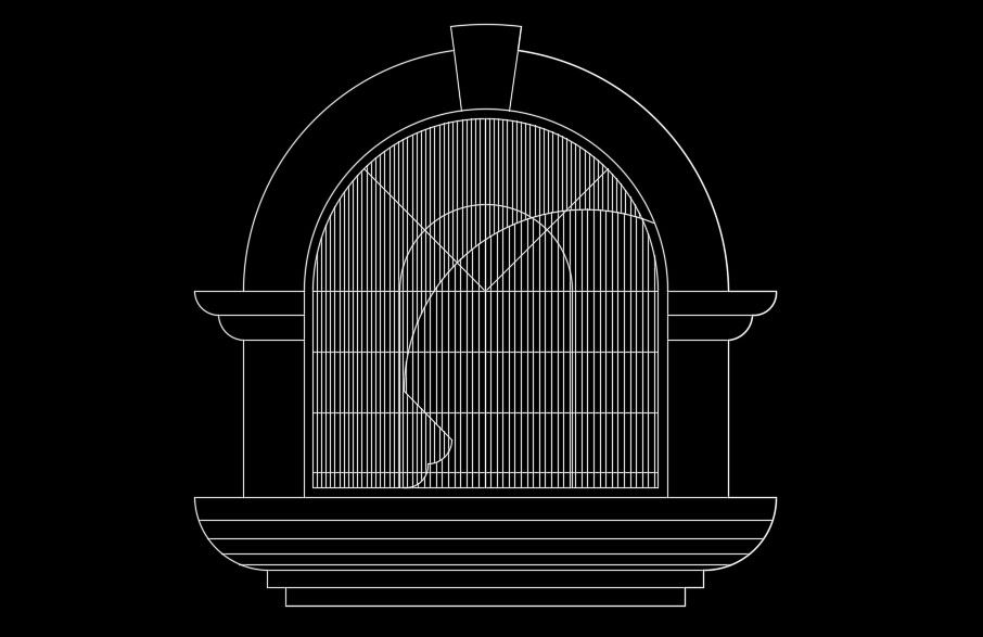 The arch type single door plan AutoCAD drawing