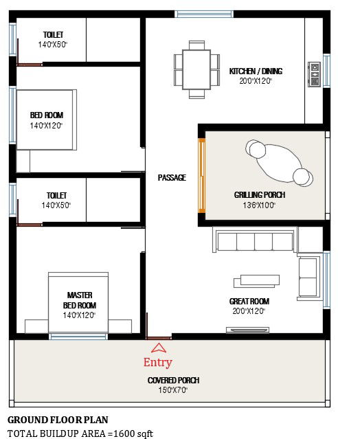 The attractive house plan is given in this cad file. Download this cad file now.