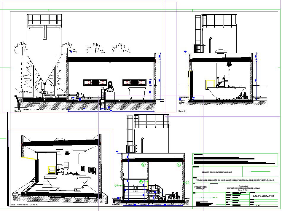 The back side and individual section view of the industrial building