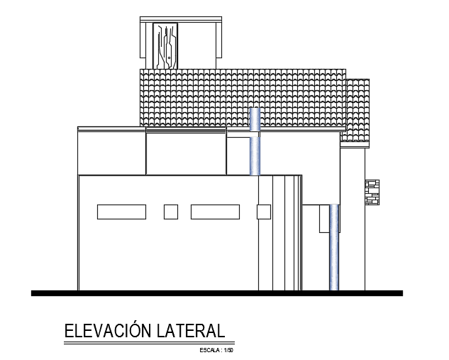The back side cut section view of the 16x10m clinic cum house building
