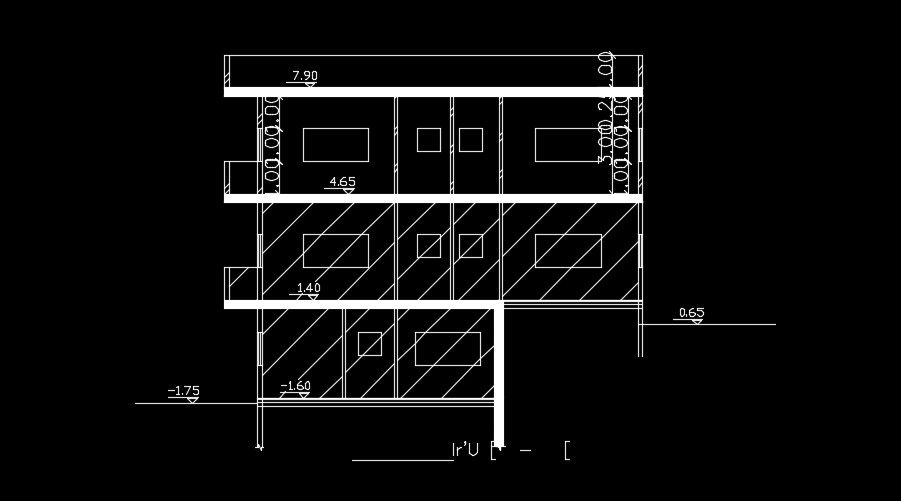 The back side cut section view of the 22x22m house building