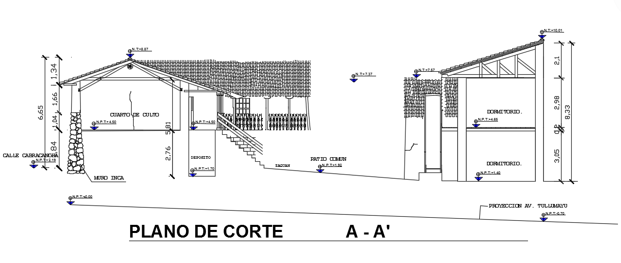 The back side cut section view of the 22x8m home building drawing is provided
