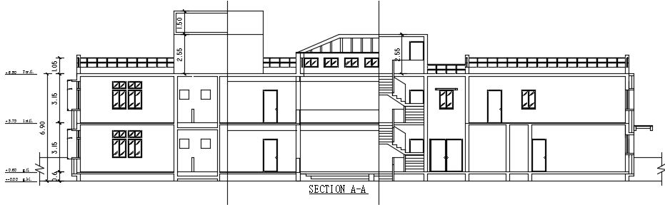 The back side cut section view of the 40’X18’ house building is given