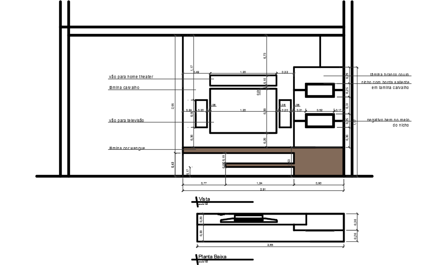 The back side cut section view of the 5x5m living room is given in this cad model