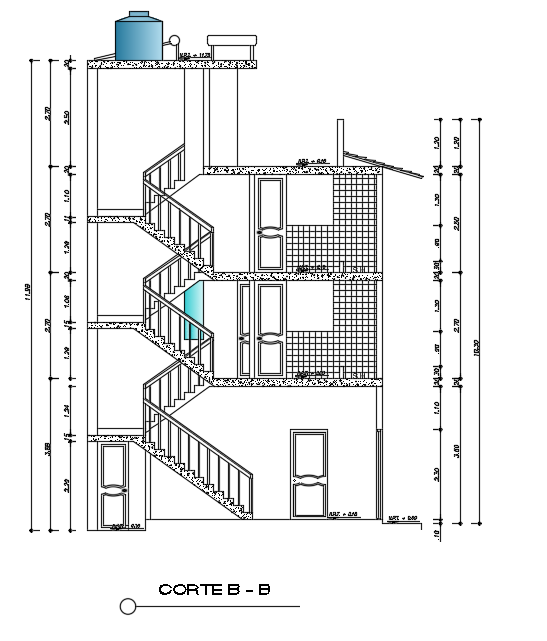 7x11m House Back Side Section Layout View AutoCAD File