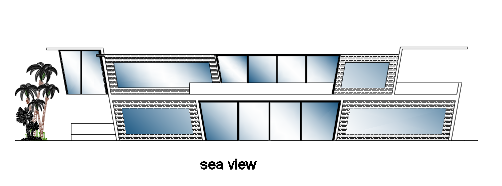 The back side elevation outlook of the 40x70m luxury villa building