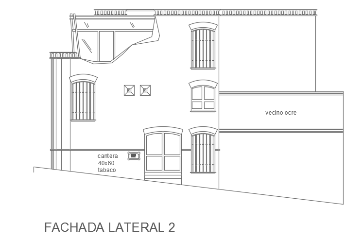 The back side elevation view of the 10x13m luxury house building