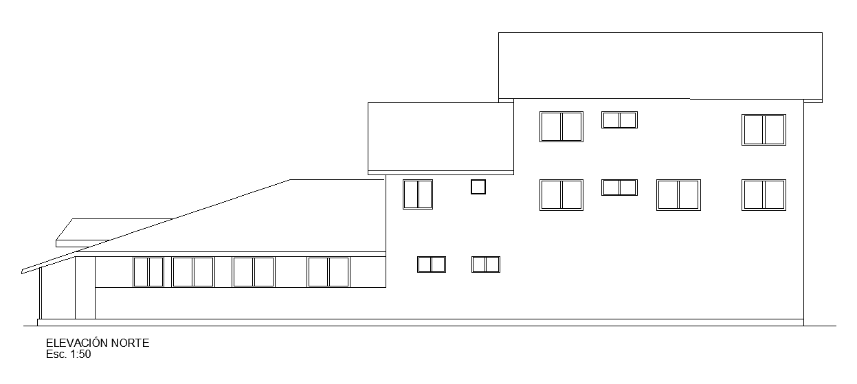 The back side elevation view of the 11x12m house building is given in this AutoCAD drawing file. Download now.