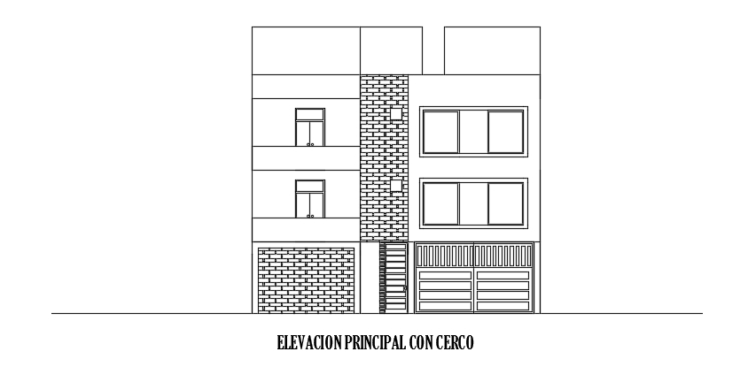 The back side elevation view of the 12x10m house building