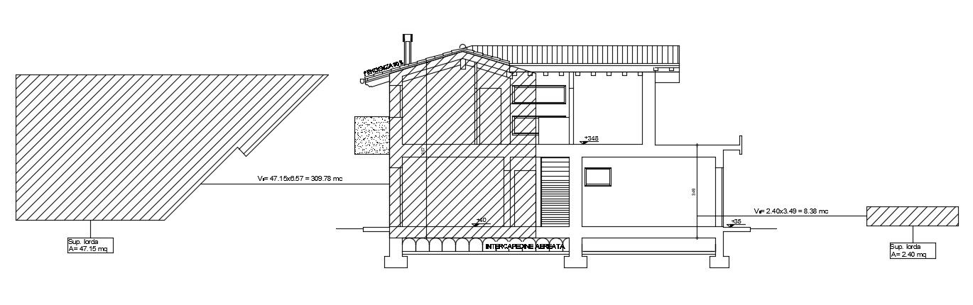 The back side elevation view of the 13x14m duplex building is given in this AutoCAD drawing model. Download now.