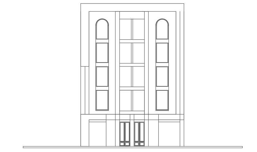 The back side elevation view of the 14x20m commercial building