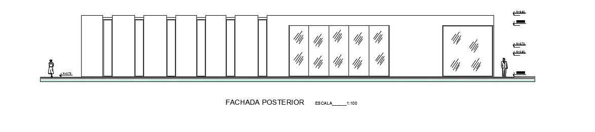 The back side elevation view of the14x40m luxury bungalow house building