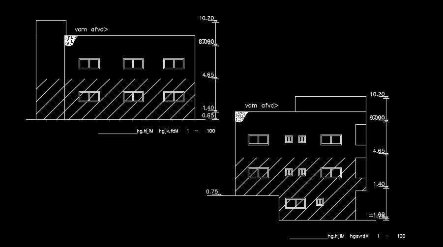 The backside elevation view of the 15x13m house building