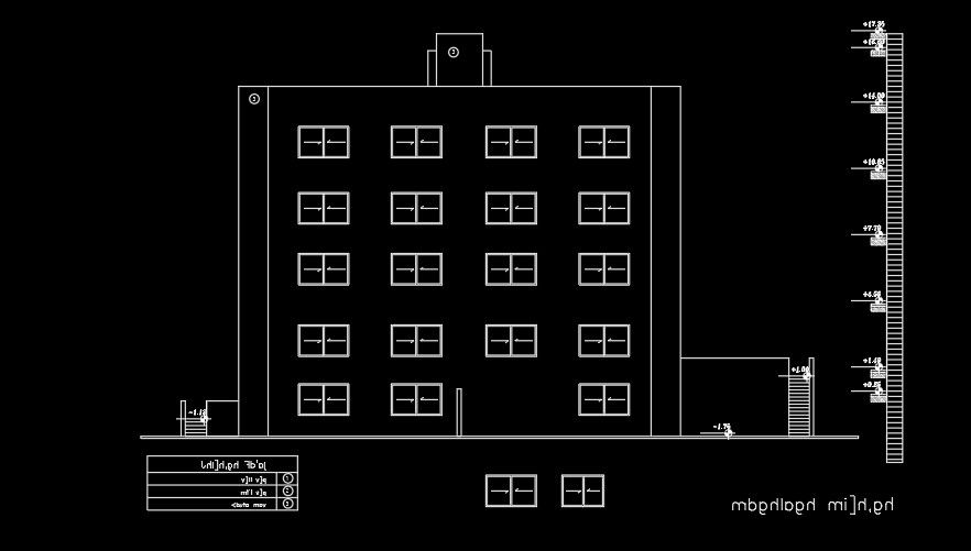 The back side elevation view of the 18x18m house building