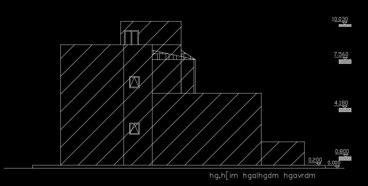 The back side elevation view of the 20x15m house building model