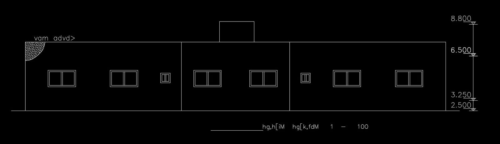 The back side elevation view of the 30x15m twin house plan building