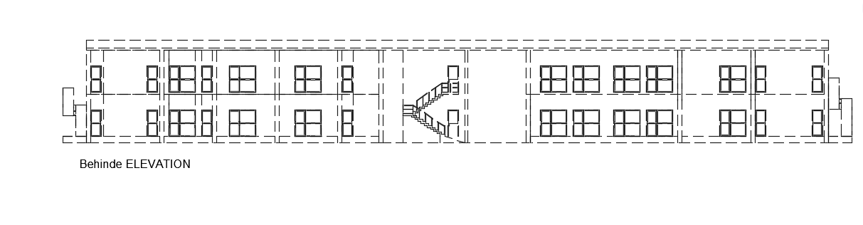 Detailed Back Elevation of 77x65m School Building in DWG file