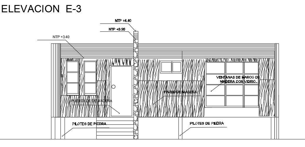 The back side elevation view of the 8x10m architecture single story house building