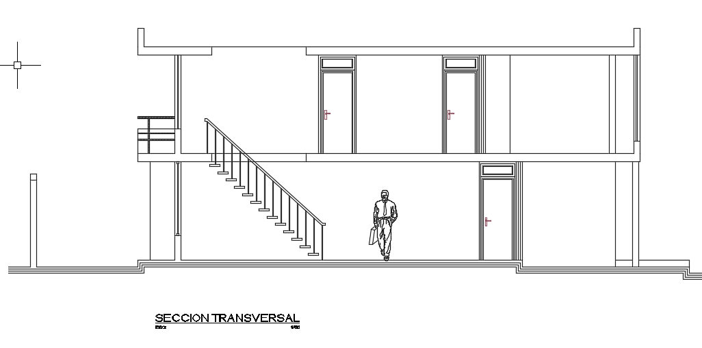 Back Elevation of 8x16m House Architecture in DWG File