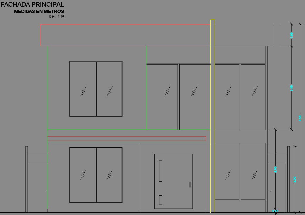 The back side elevation view of the 8x22m home building