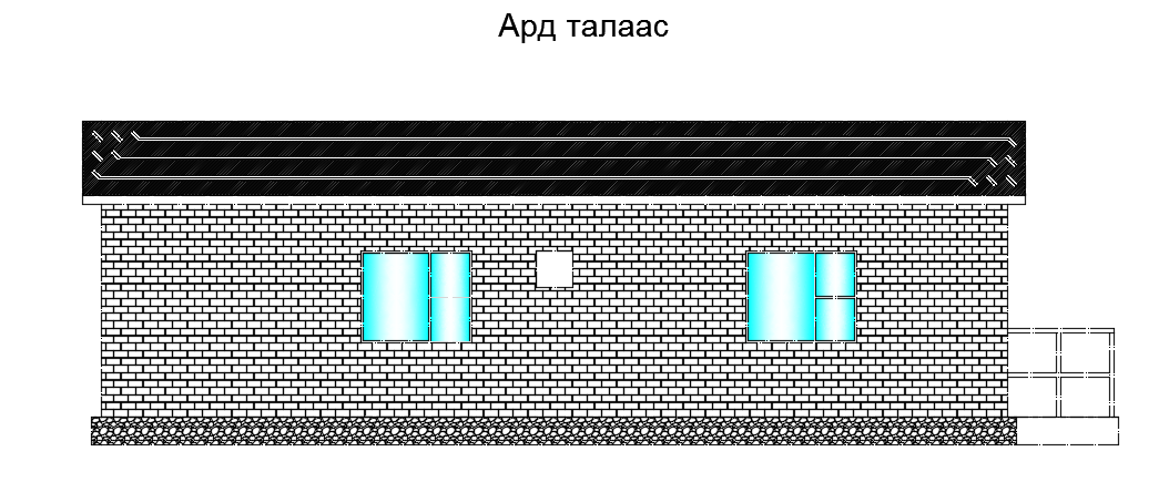The back side elevation view of the 9x12m architecture small office building