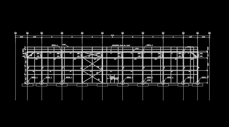 The back side of the 57x36m industrial building section view
