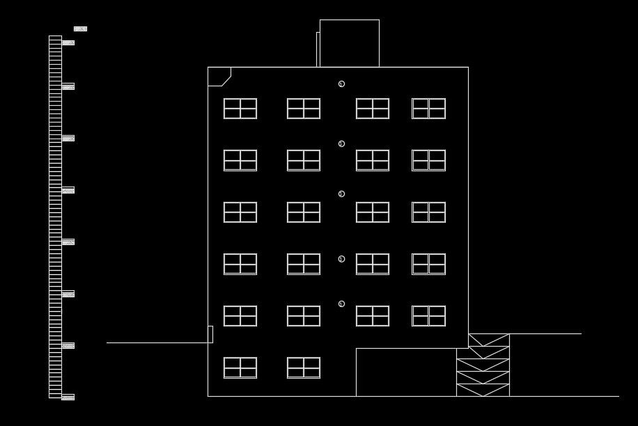 The back side section view of the 15x18m apartment building download now