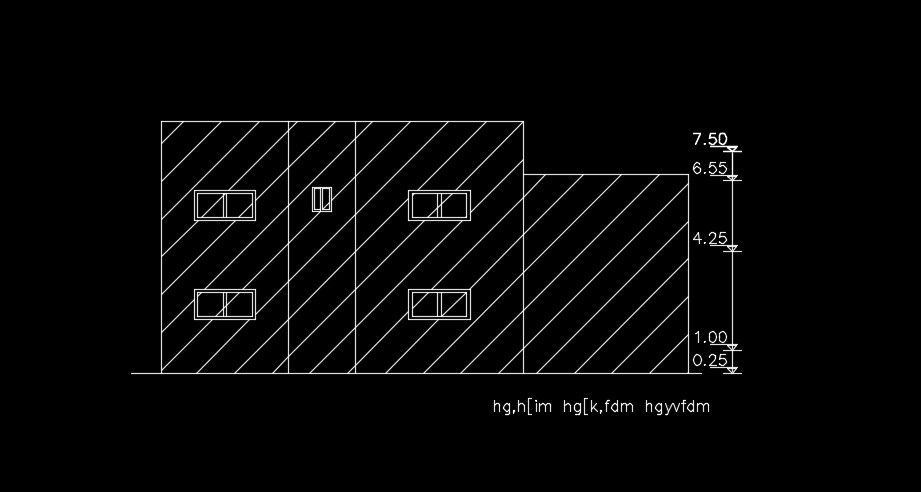 The back side section view of the 17x10m house building