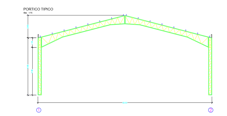 The back side section view of the 45x31m office building AutoCAD model