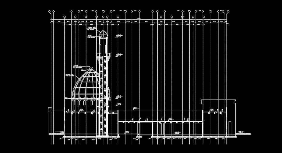 The back side section view of the 65x44m mosque