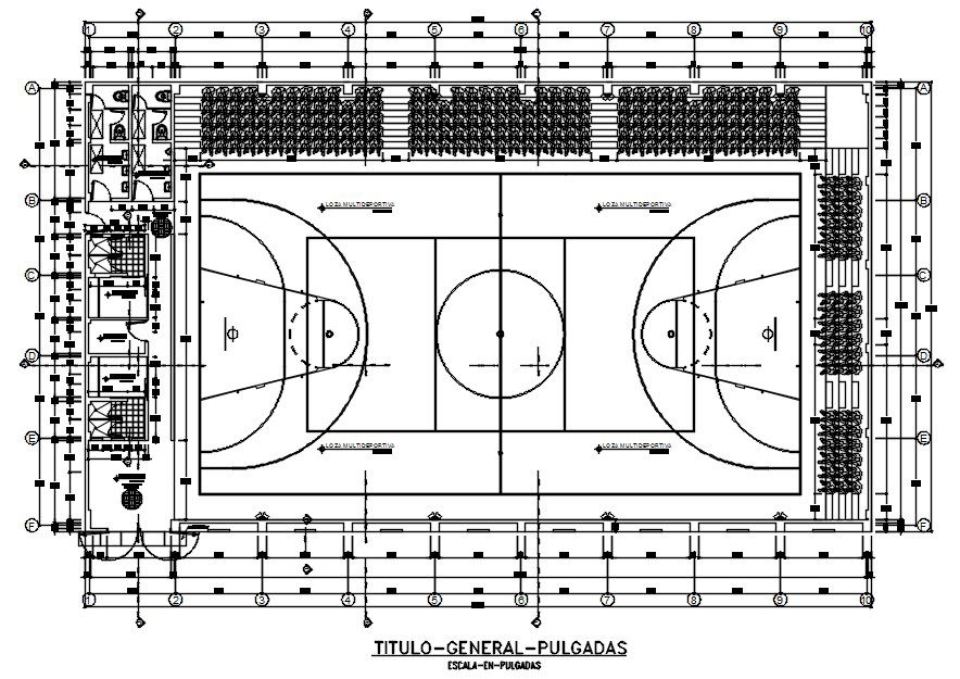 The basketball playground derived in this AutoCAD drawing file. Download the AutoCAD drawing file.