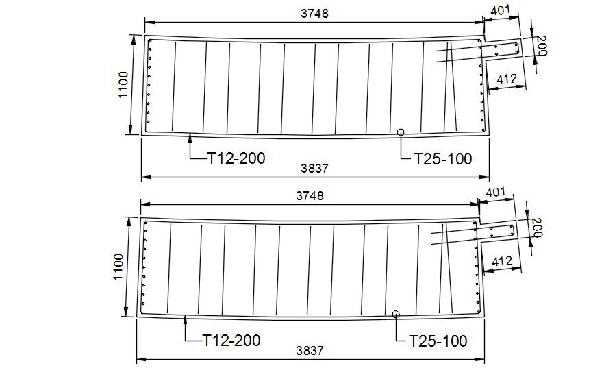 The beam Steel Bar Reinforcement details are given in this CAD 2D Drawing file.Download the AutoCAD DWG file.