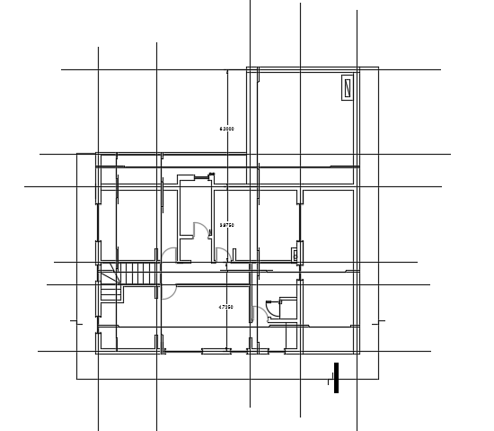 The beam layout of the 15x13m architecture 3bhk house plan cad drawing