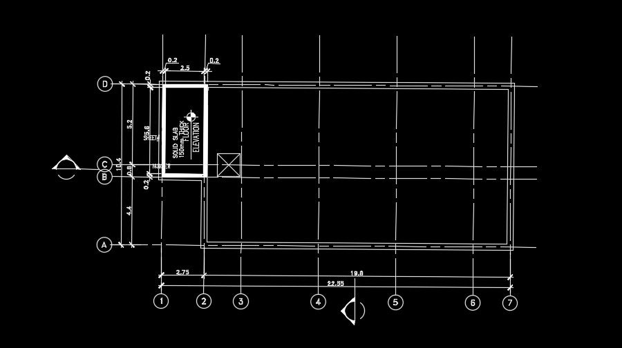 The beam layout of the 22x10m industrial plan drawing