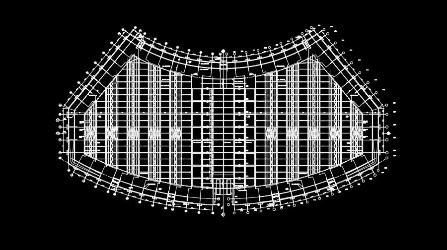 The beam layout of the 274x140m industrial plan