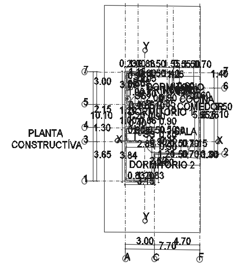 The beam layout of the 8x10m house plan CAD drawing