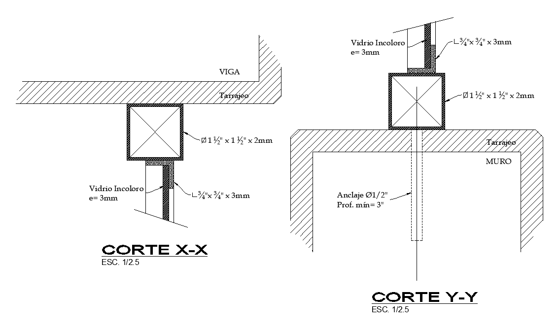 The beam with wall section drawing is given in this CAD file