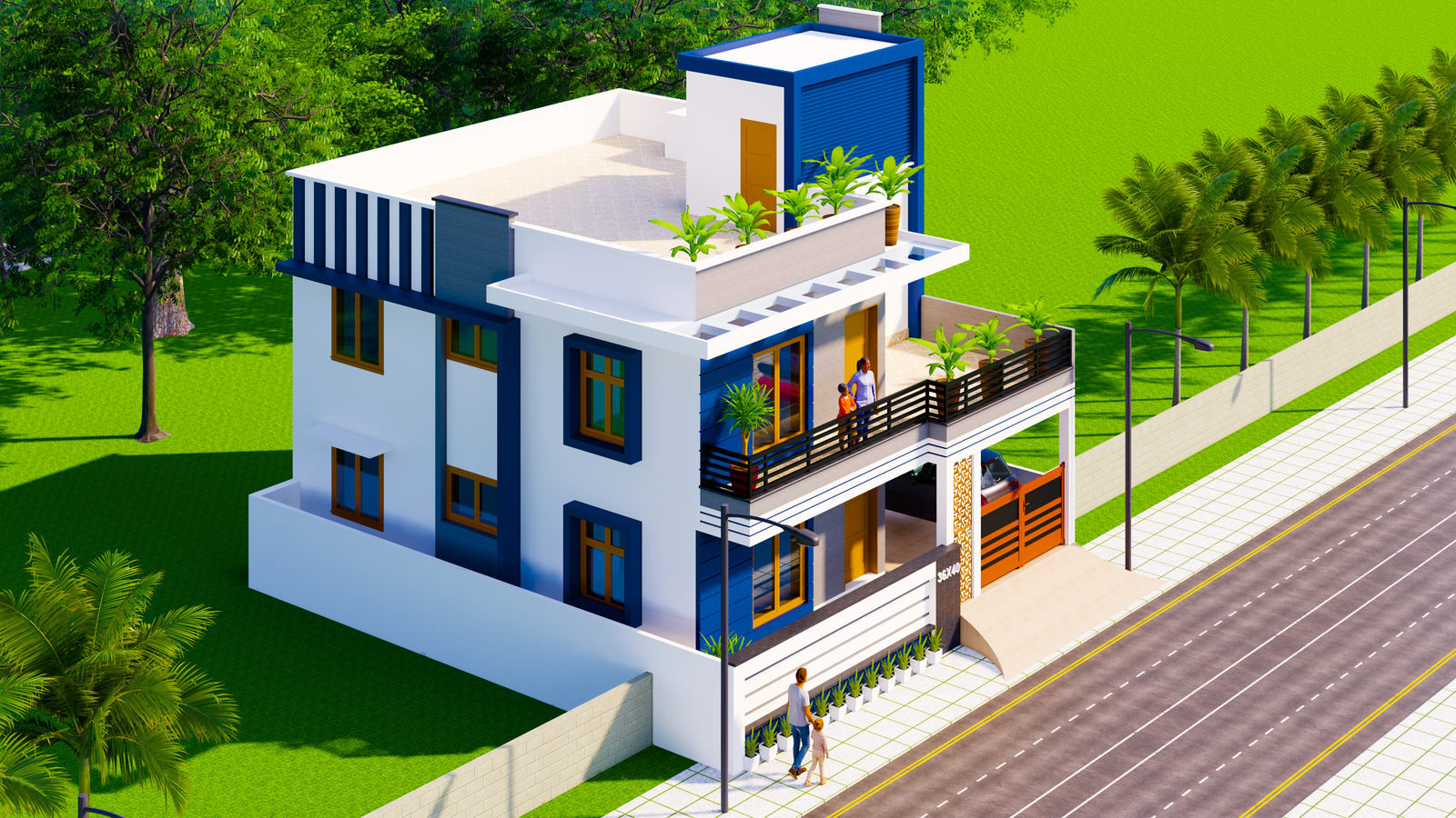 View Side Elevation Design of a 3D House Project Inside Revit File