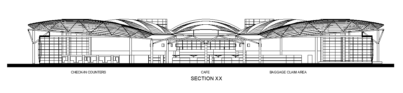 The cafe section is given in this cad file. Download this cad file now.