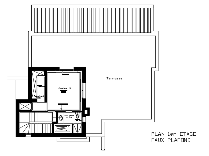 The ceiling layout of the 16x15m architecture 3bhk first floor house plan