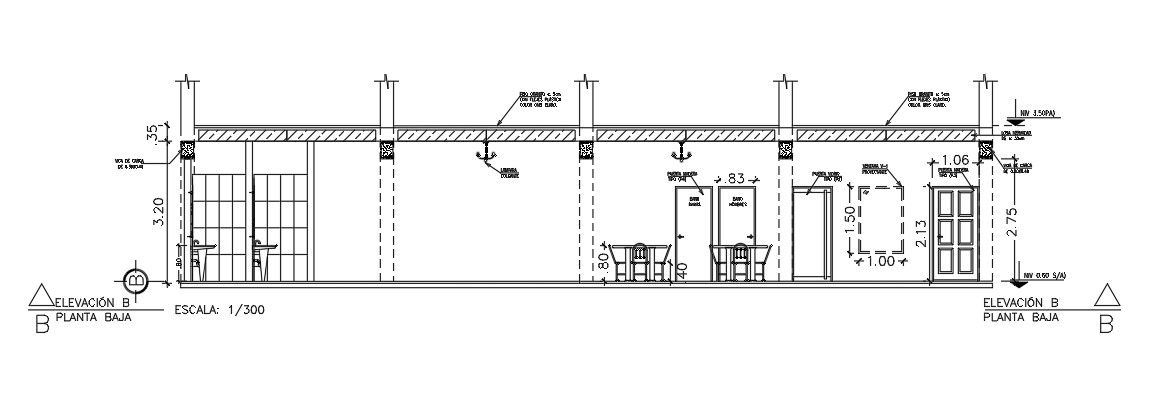 The center interior section view of the 30x17m hotel building is given in this AutoCAD model. Download now.
