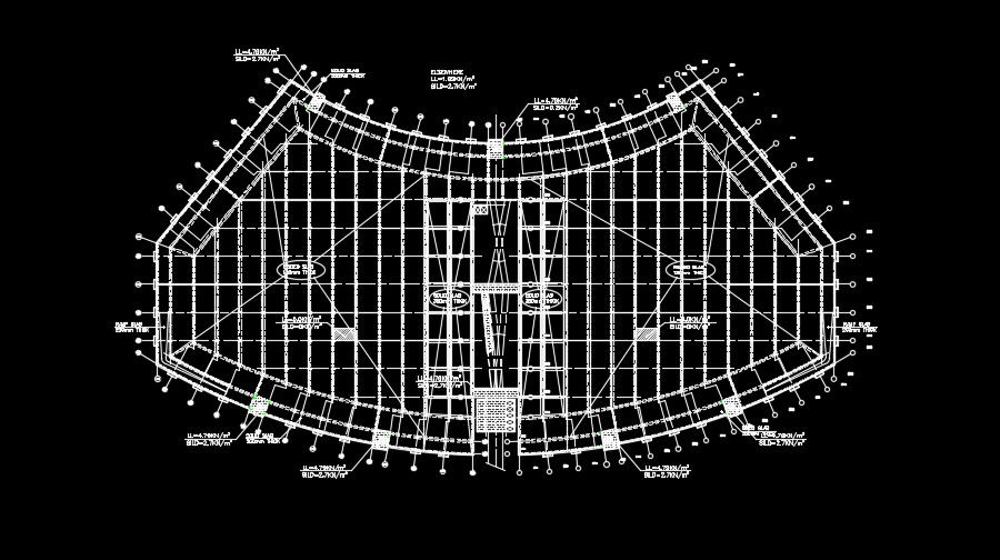 The center load of the beam of the 274x140m industrial plan is given